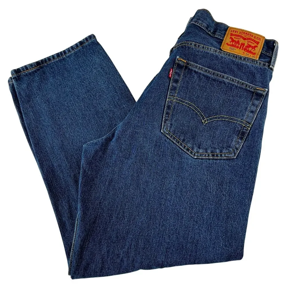 Levi's 550 Relaxed Fit Denim Blue Jeans men's size 34X28